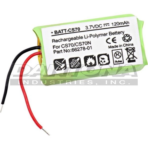 Plantronics - 66278-01 Replacement Headset Battery, Dantona, Mfr#: BATT-CS70